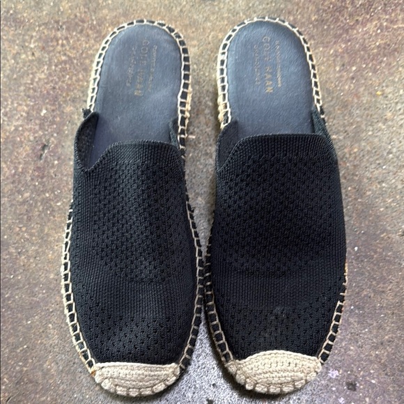 Cole Haan Shoes - Cole Haan Black Woven Espadrille Slides